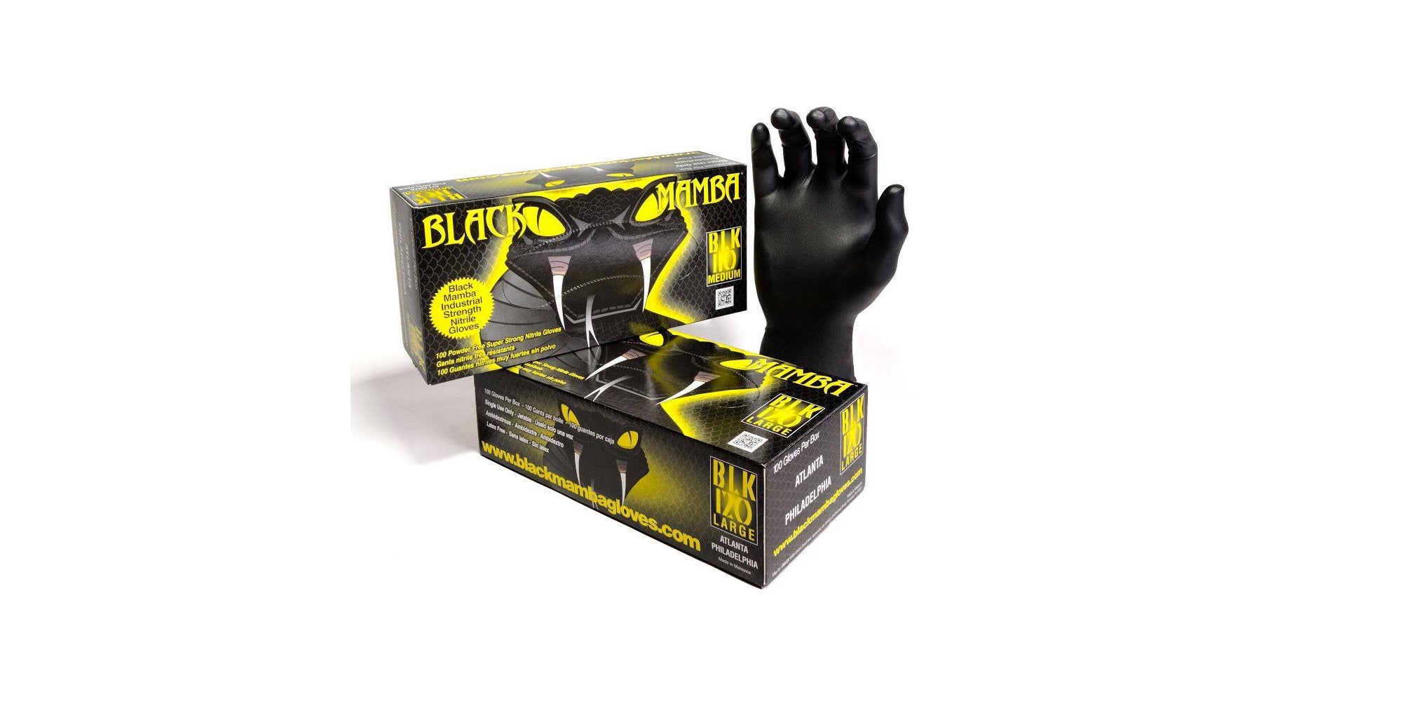Black Unisex Nitrile Mamba Workshop Gloves 100 Pack  - XL