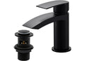 Black Waterfall Basin Mixer Taps with Drain Monobloc Chromed Brass Basin Taps with Sink Plug