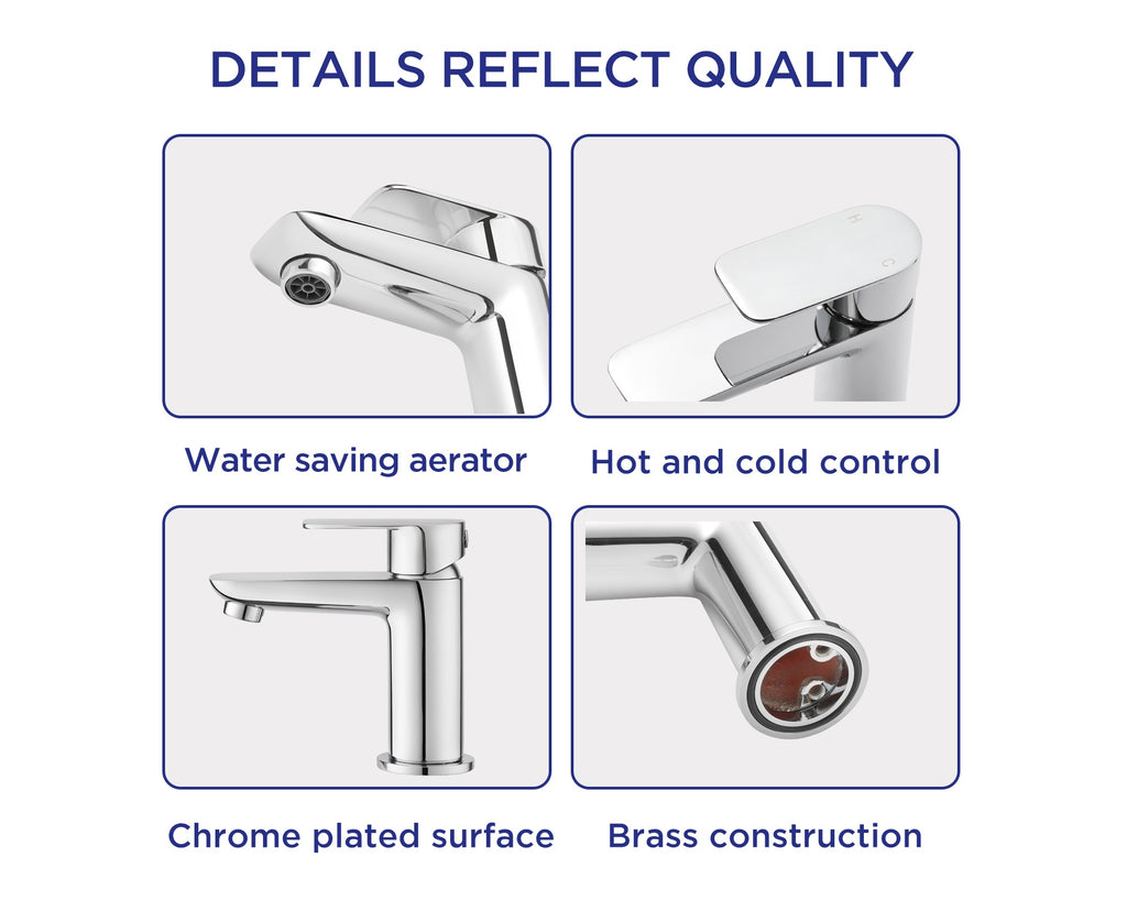 Basin Mixer Tap  Chrome Finish Single Lever Bathroom Sink Mixer  Deck Mounted