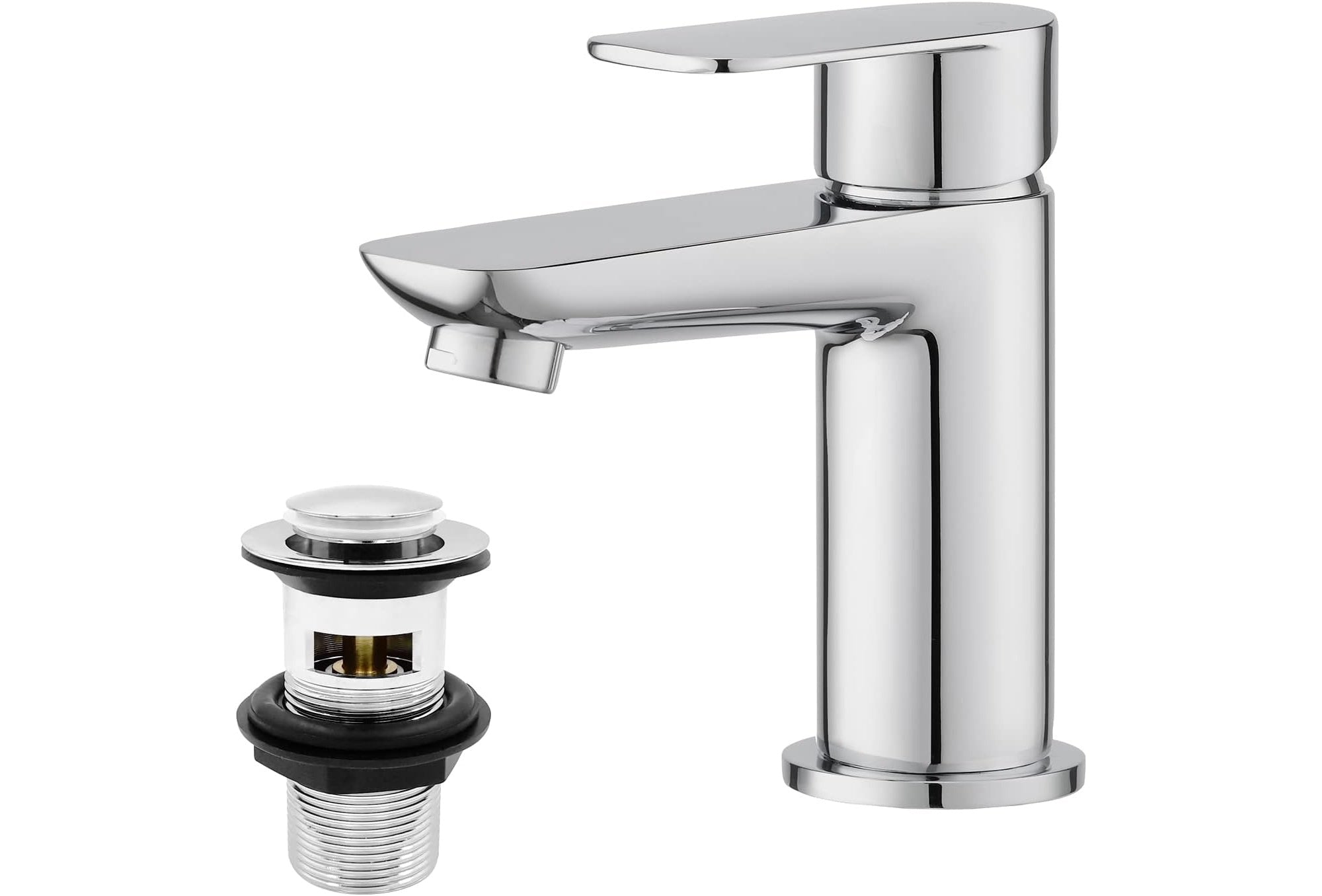 Basin Mixer Tap  Chrome Finish Single Lever Bathroom Sink Mixer  Deck Mounted