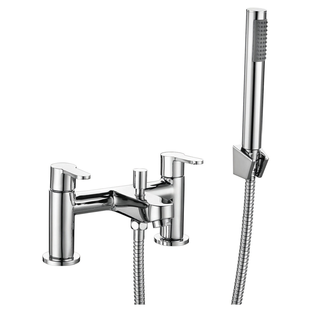 RAK Morning Modern Bath Shower Mixer Tap with Handset in Polished Chrome Solid Brass with 15-Year Guarantee