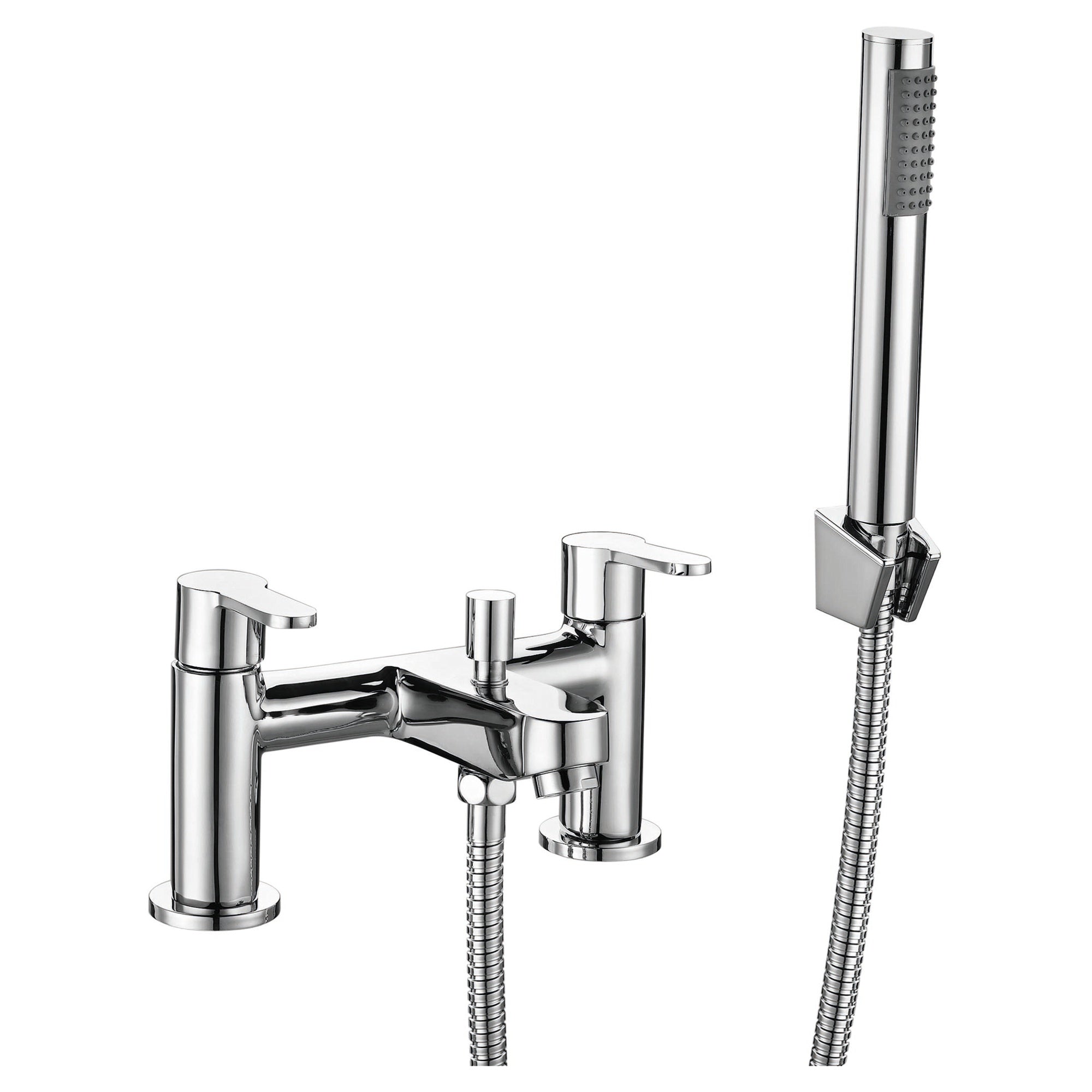 RAK Morning Modern Bath Shower Mixer Tap with Handset in Polished Chrome Solid Brass with 15-Year Guarantee