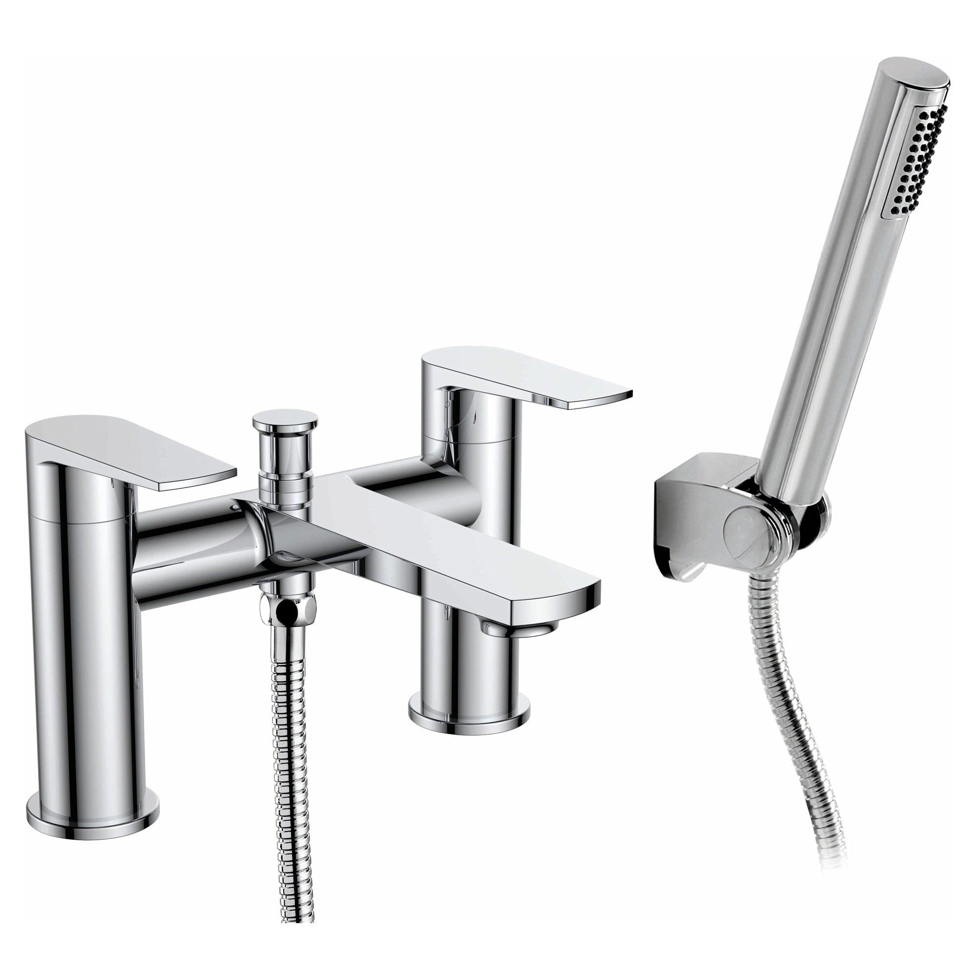 RAK Blade Modern Polished Chrome Deck-Mounted Bath Shower Mixer Tap with Handset, Solid Brass, 15-Year Guarantee