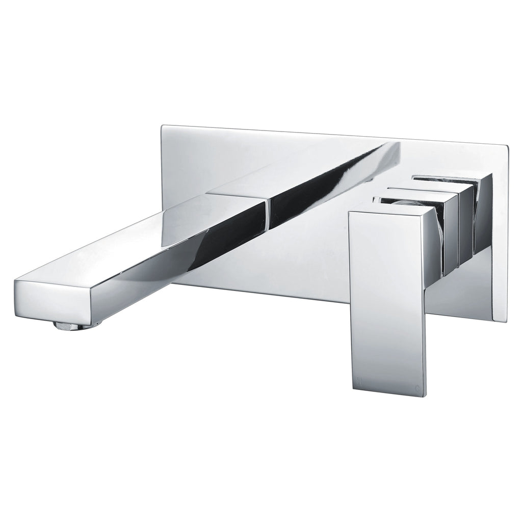 RAK Cubis Polished Chrome Wall Mounted Basin Mixer Tap - Modern Solid Brass Design