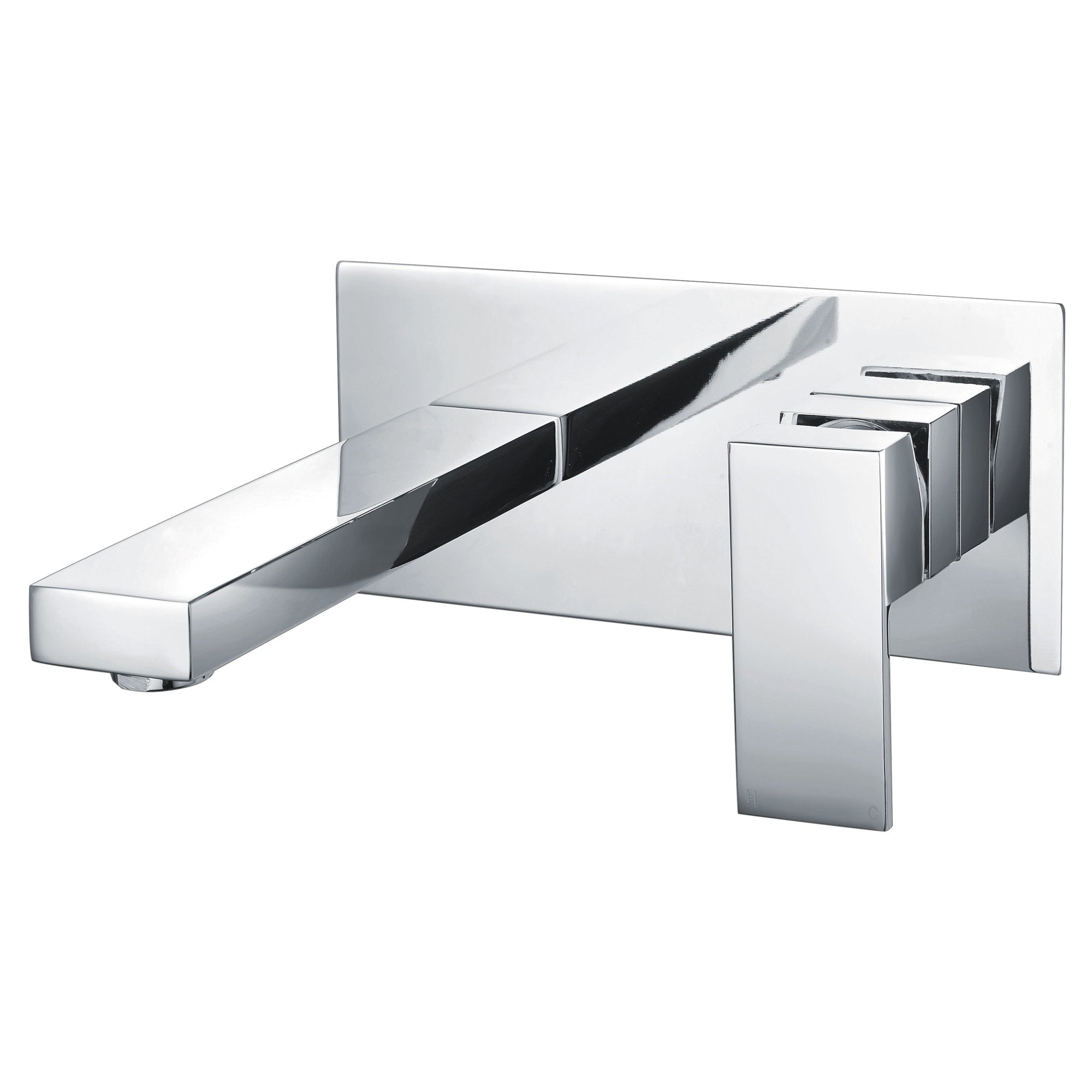 RAK Cubis Polished Chrome Wall Mounted Basin Mixer Tap - Modern Solid Brass Design