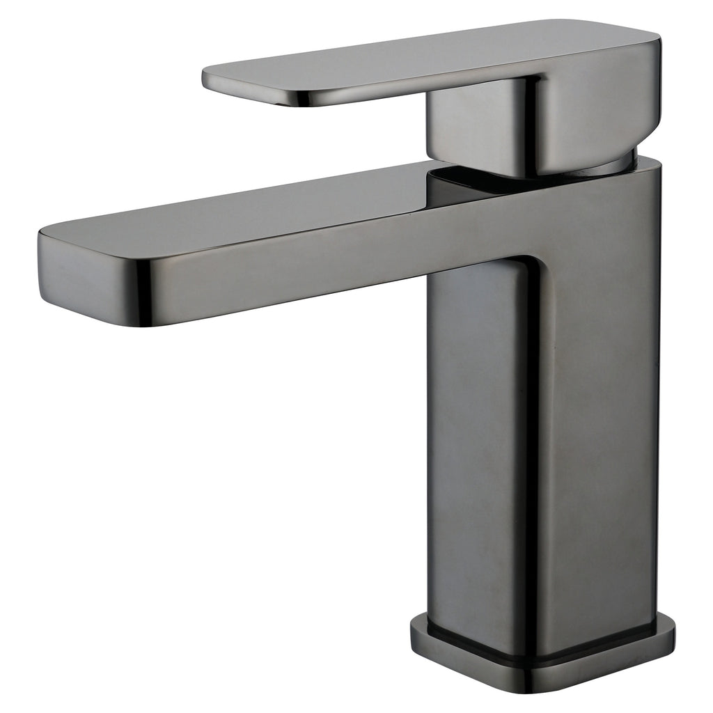 RAK Compact Modern Black Chrome Basin Mixer Tap, Square Design, Solid Brass Construction