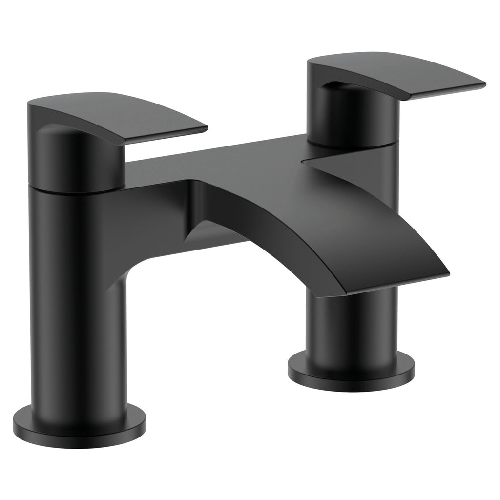RAK Curve Matt Black Modern Bath Filler Mixer Tap for 2-Hole Designs with Durable Solid Brass Construction
