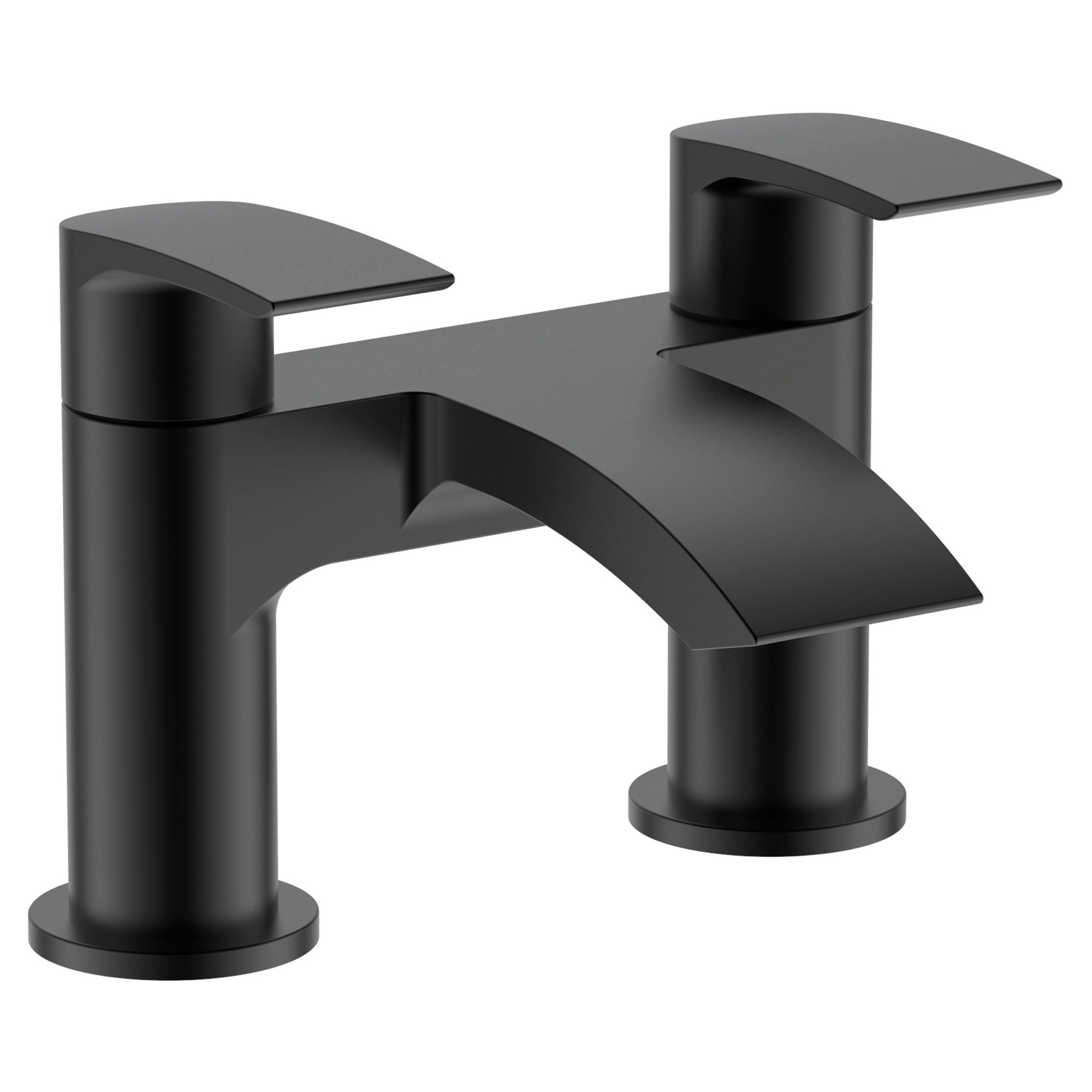 RAK Curve Matt Black Modern Bath Filler Mixer Tap for 2-Hole Designs with Durable Solid Brass Construction