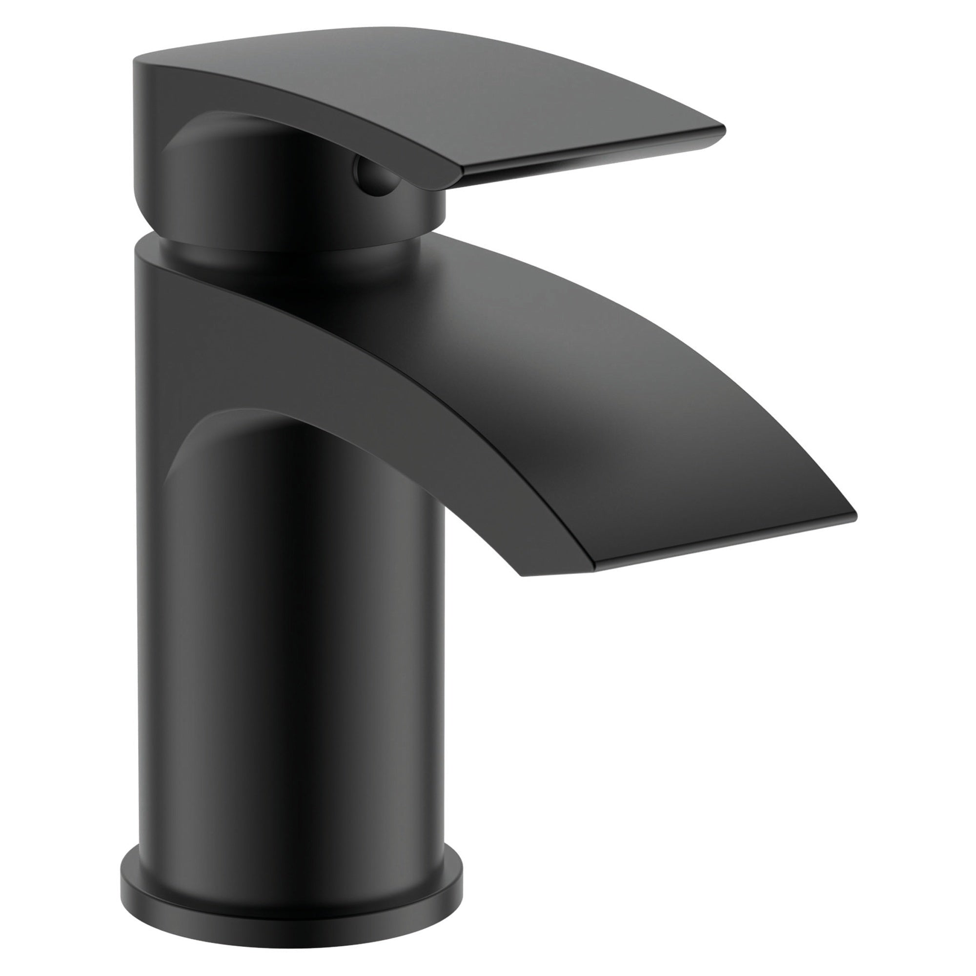 RAK Curve Matt Black Modern Basin Mixer Tap with Waste - Solid Brass