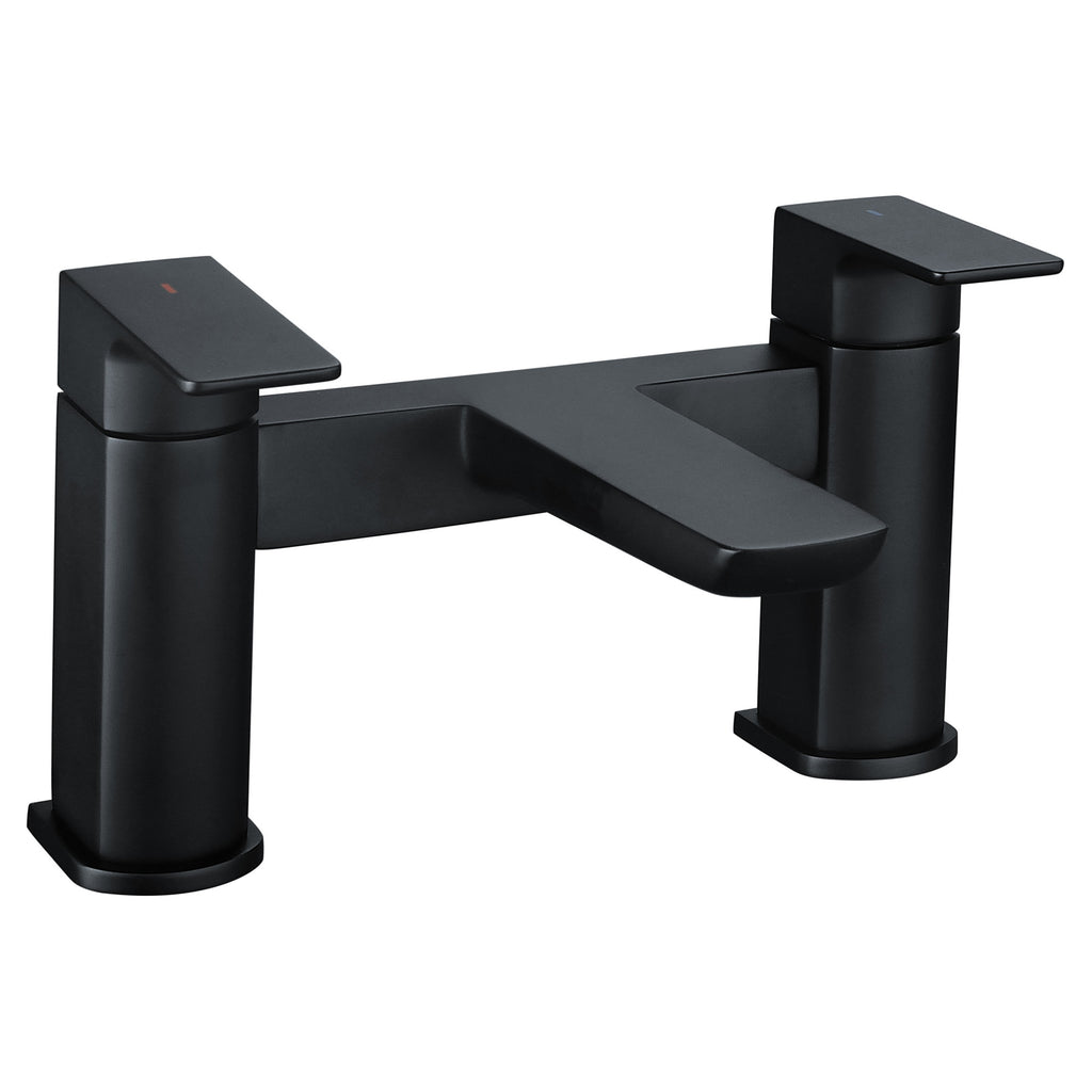 RAK Moon Matt Black Modern Bath Filler Mixer Tap - Solid Brass 2-Hole Deck Mounted