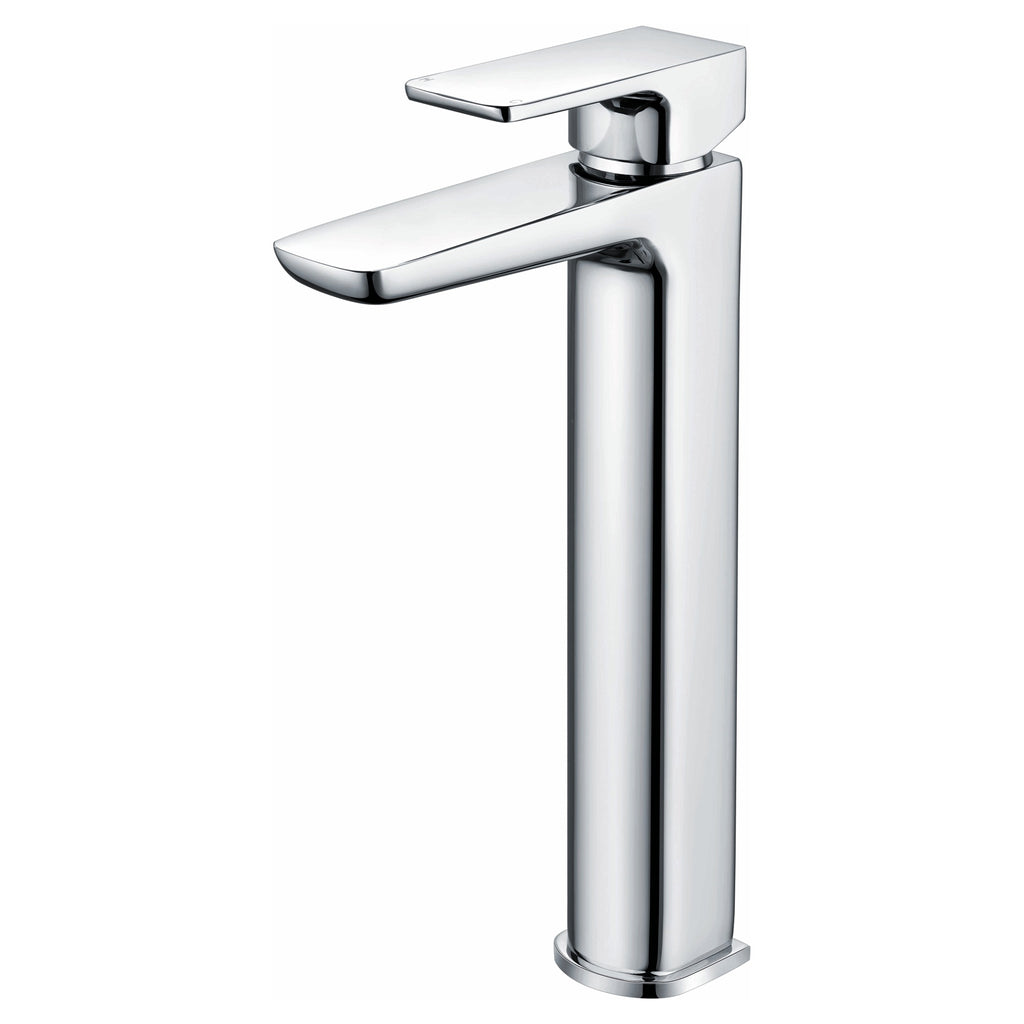 RAK Moon Tall Polished Chrome Modern Basin Mixer Tap with Waste, Solid Brass, WRAS Approved