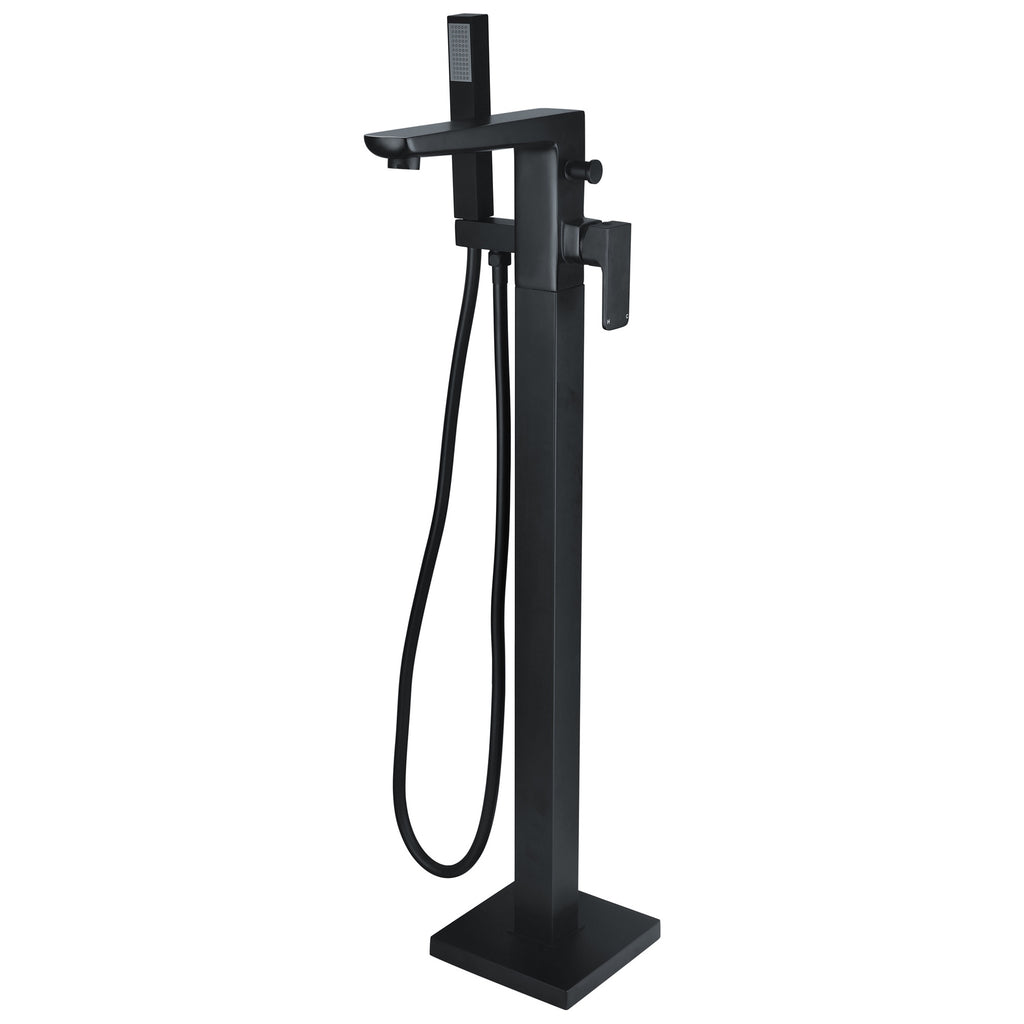 RAK Moon Matt Black Freestanding Bath Shower Mixer Tap with Handset, Solid Brass