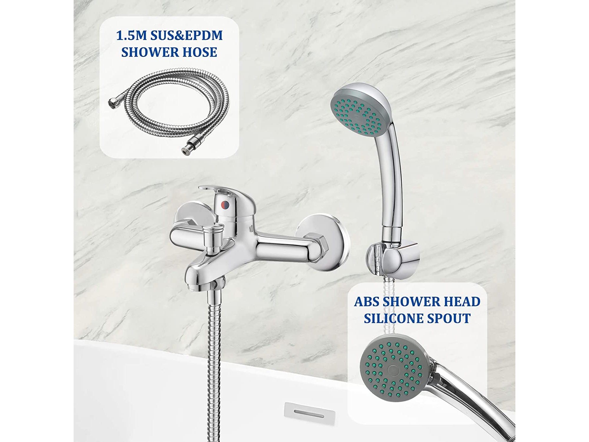 Wall Mounted Bath Mixer TapBathroom Tub Mixer Tap Bath Shower Filler Tap Chrome Shower Faucet