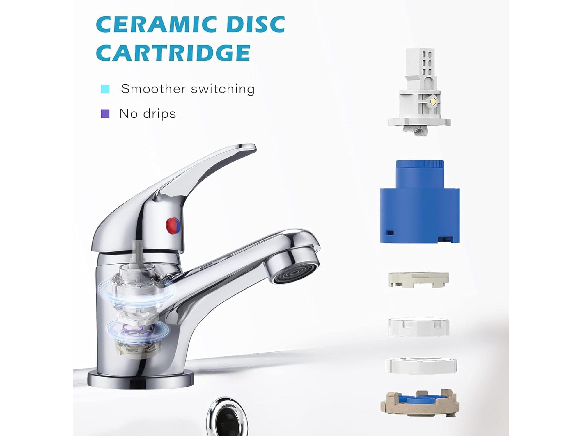 Bathroom Sink Tap Mono Basin Taps Single Lever Chrome Hot and Cold Mixer Tap