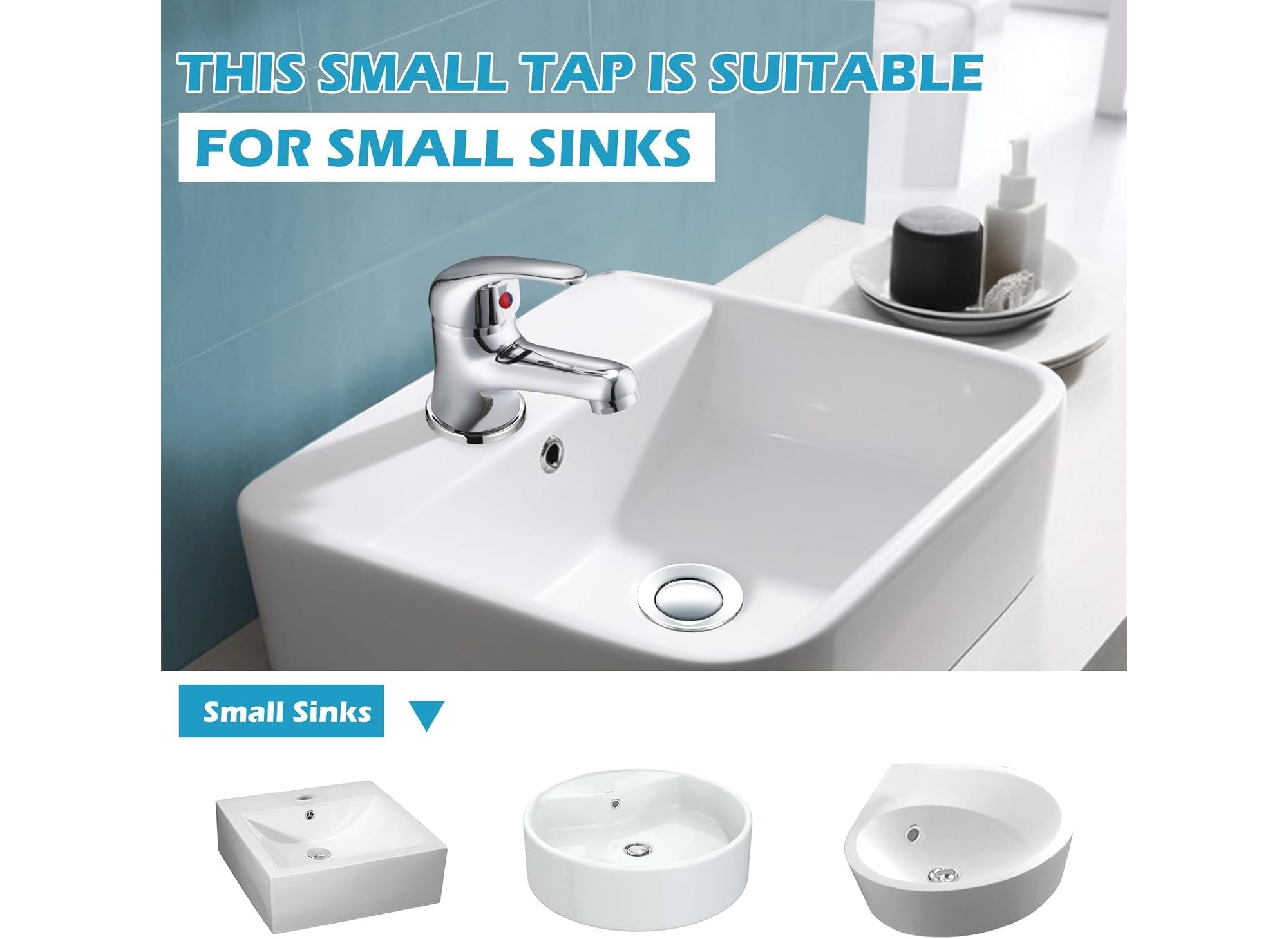 Bathroom Sink Tap Mono Basin Taps Single Lever Chrome Hot and Cold Mixer Tap