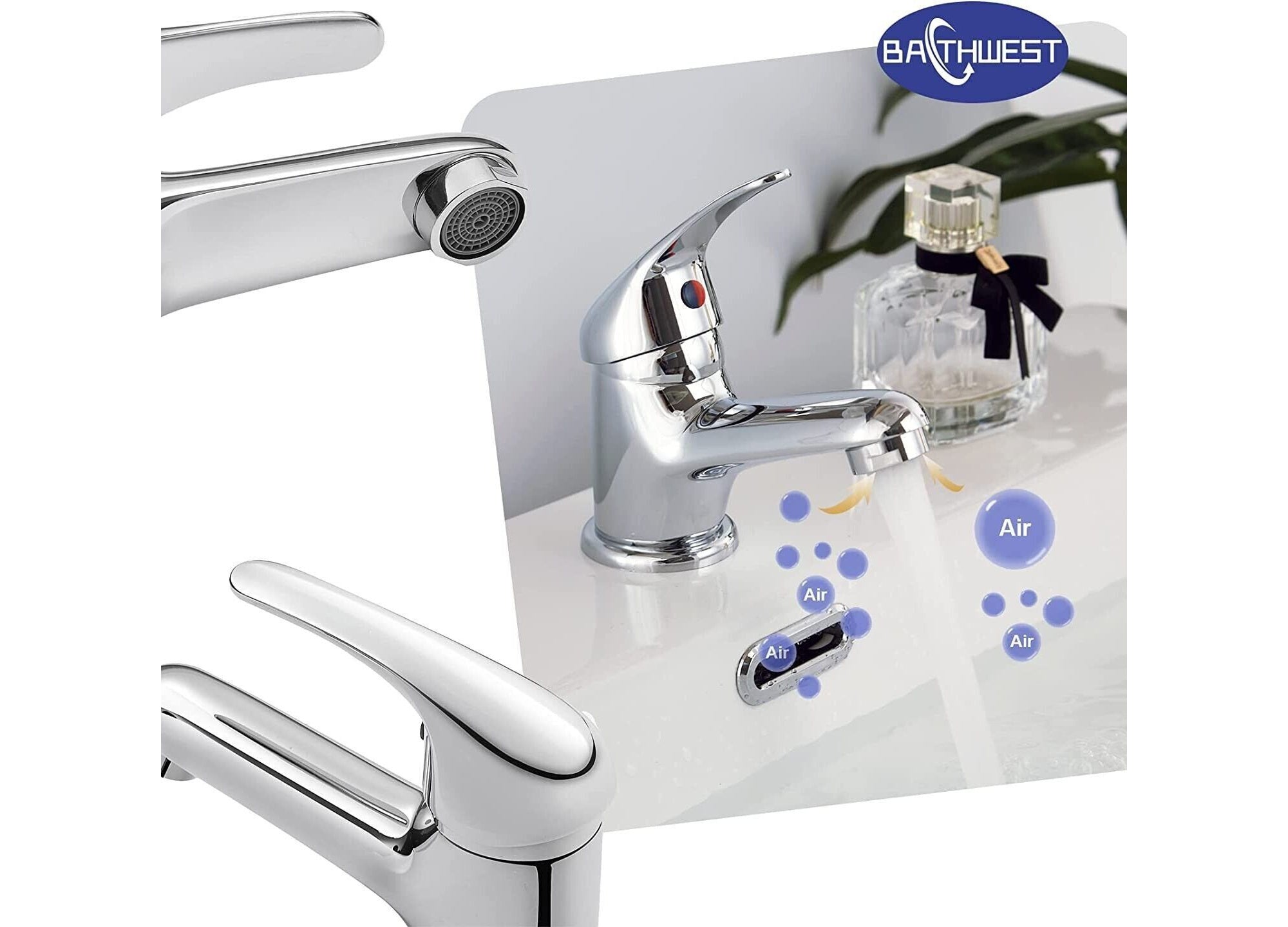 Bathroom Sink Tap Mono Basin Taps Single Lever Chrome Hot and Cold Mixer Tap