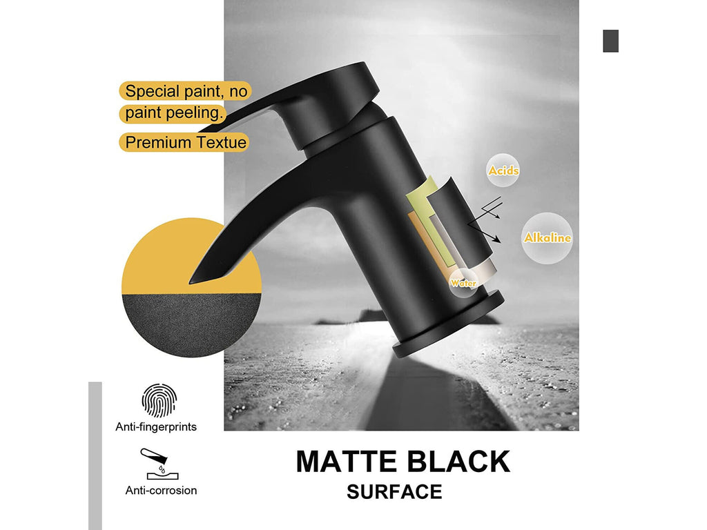 BATHWEST Matte Black Basin Mixer Tap Waterfall Bathroom Sink Taps Single Lever Mono Basin Taps