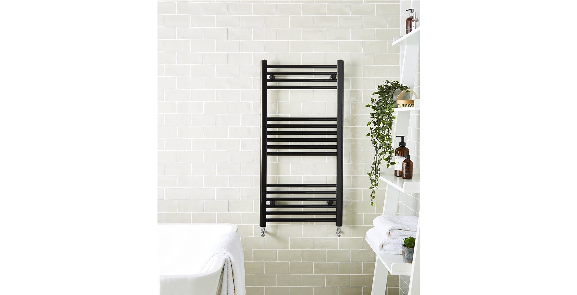800mm (H) x 400mm (W) - Vertical Black -22mm - Bathroom Towel Rail -(0.8m x 0.4m)