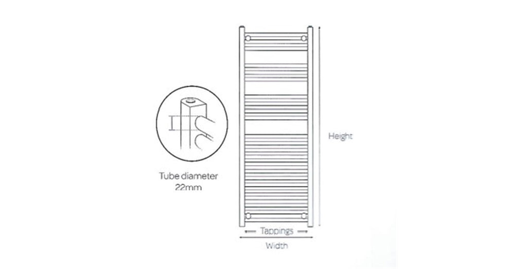 800mm (H) x 400mm (W) - Vertical Black -22mm - Bathroom Towel Rail -(0.8m x 0.4m)