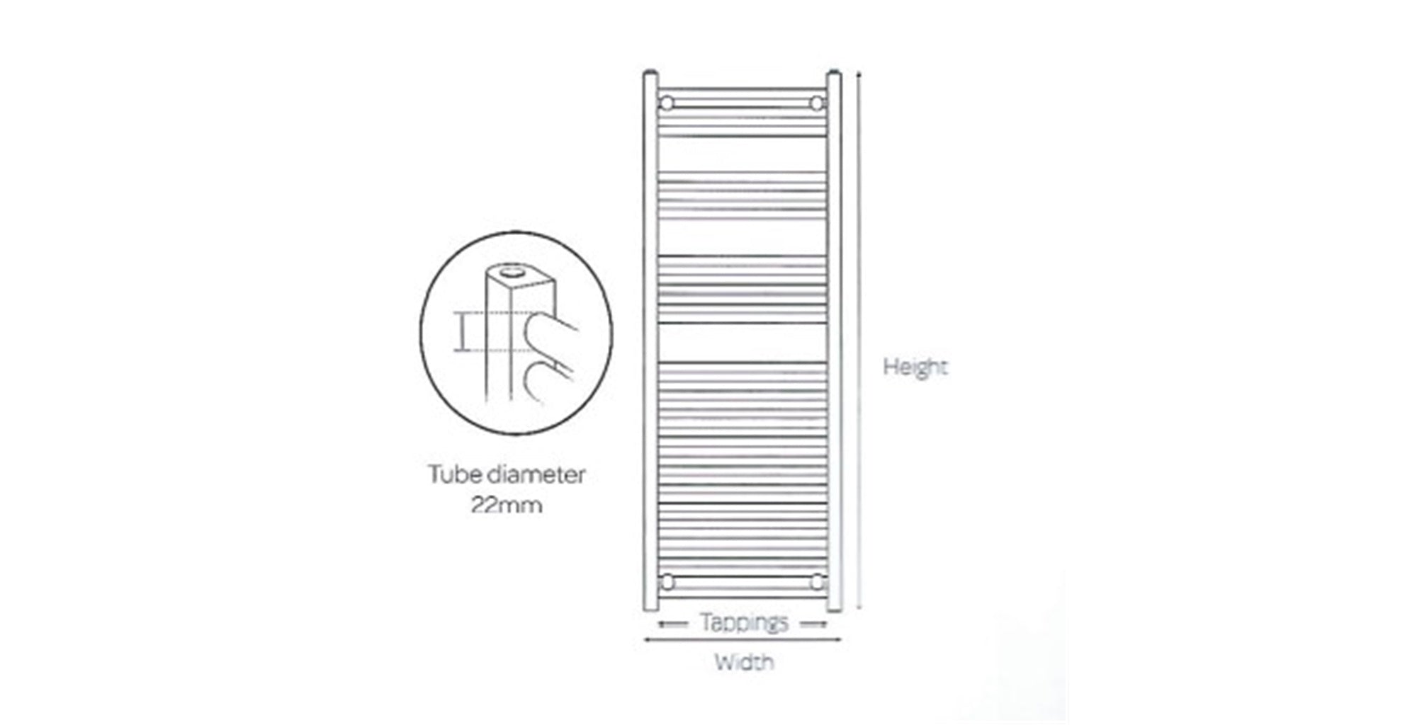 800mm (H) x 400mm (W) - Vertical Black -22mm - Bathroom Towel Rail -(0.8m x 0.4m)
