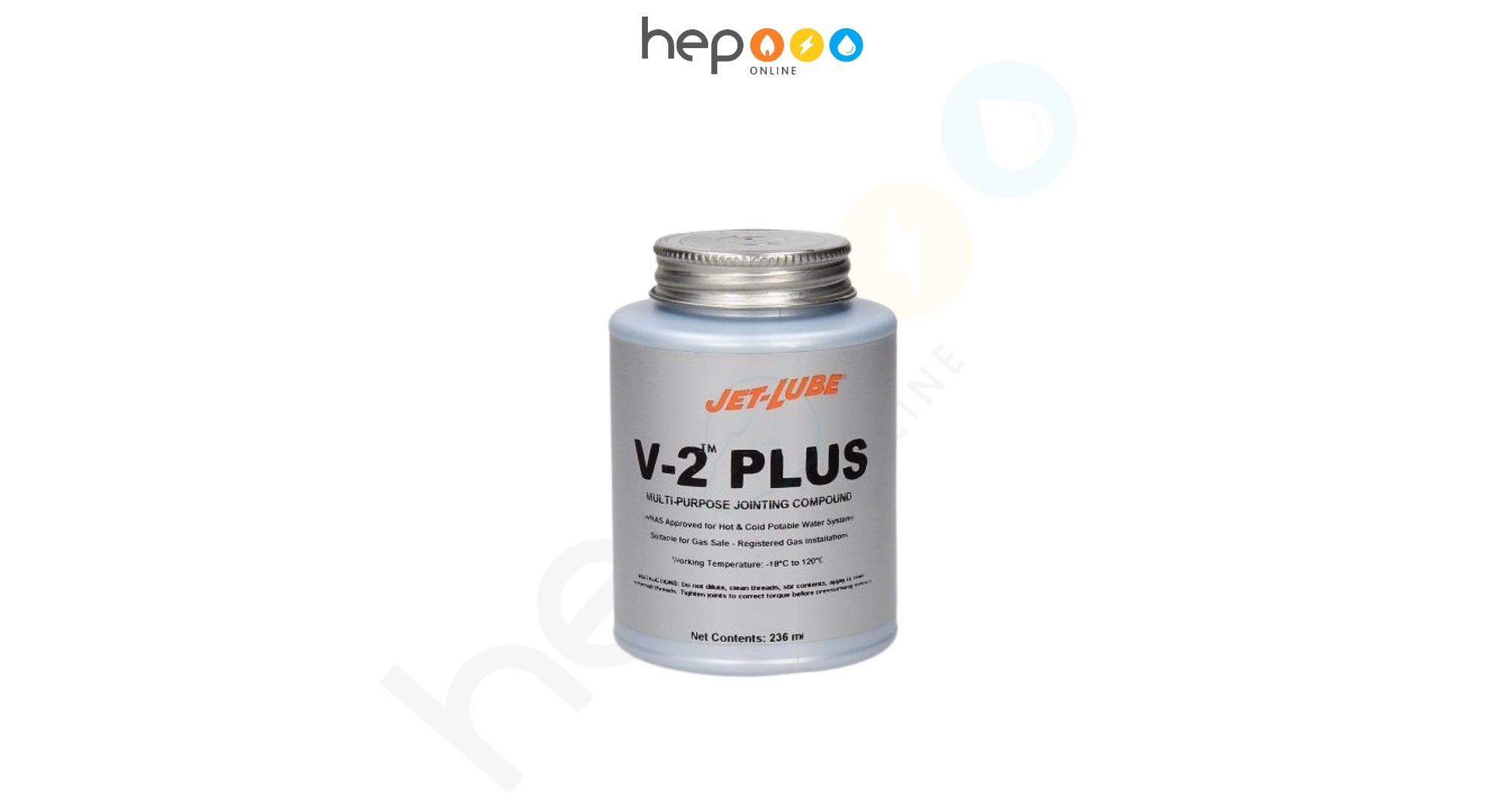 Jet-Lube V-2 Plus Multi-Purpose Jointing Compound 236ml Seals Water & Gas Threads