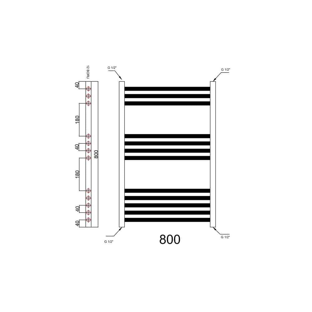 800mm x 500mm Chrome Heated Towel Warmer Ladder Rail-14420