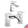 Square Waterfall Chrome Bath Filler Mixer & Basin Sink Mono Tap-0
