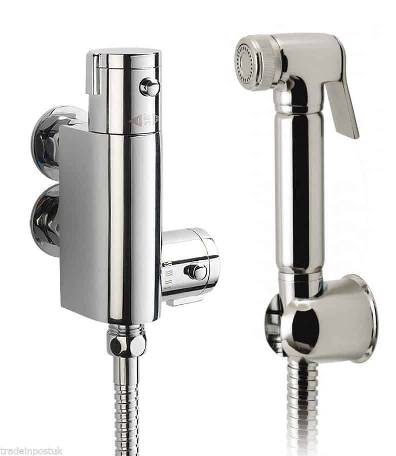 BIDET DOUCHE SHATTAF SPRAY KIT & THERMOSTATIC VALVE TAP BATHROOM BRASS-0