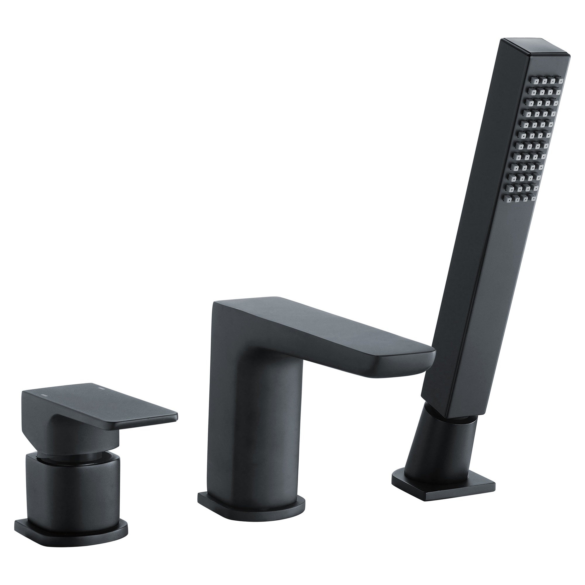 RAK Moon 3-Hole Matt Black Bath Shower Mixer Tap with Handset - Solid Brass Modern Design