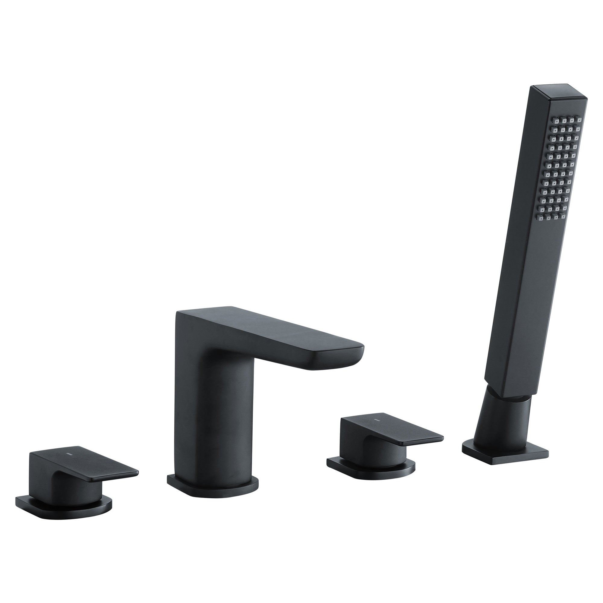 RAK Moon 4-Hole Deck-Mounted Matt Black Bath Shower Mixer Tap with Handset - Solid Brass