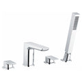 RAK Moon 4-Hole Modern Deck-Mounted Bath Shower Mixer Tap with Handset - Polished Chrome Solid Brass