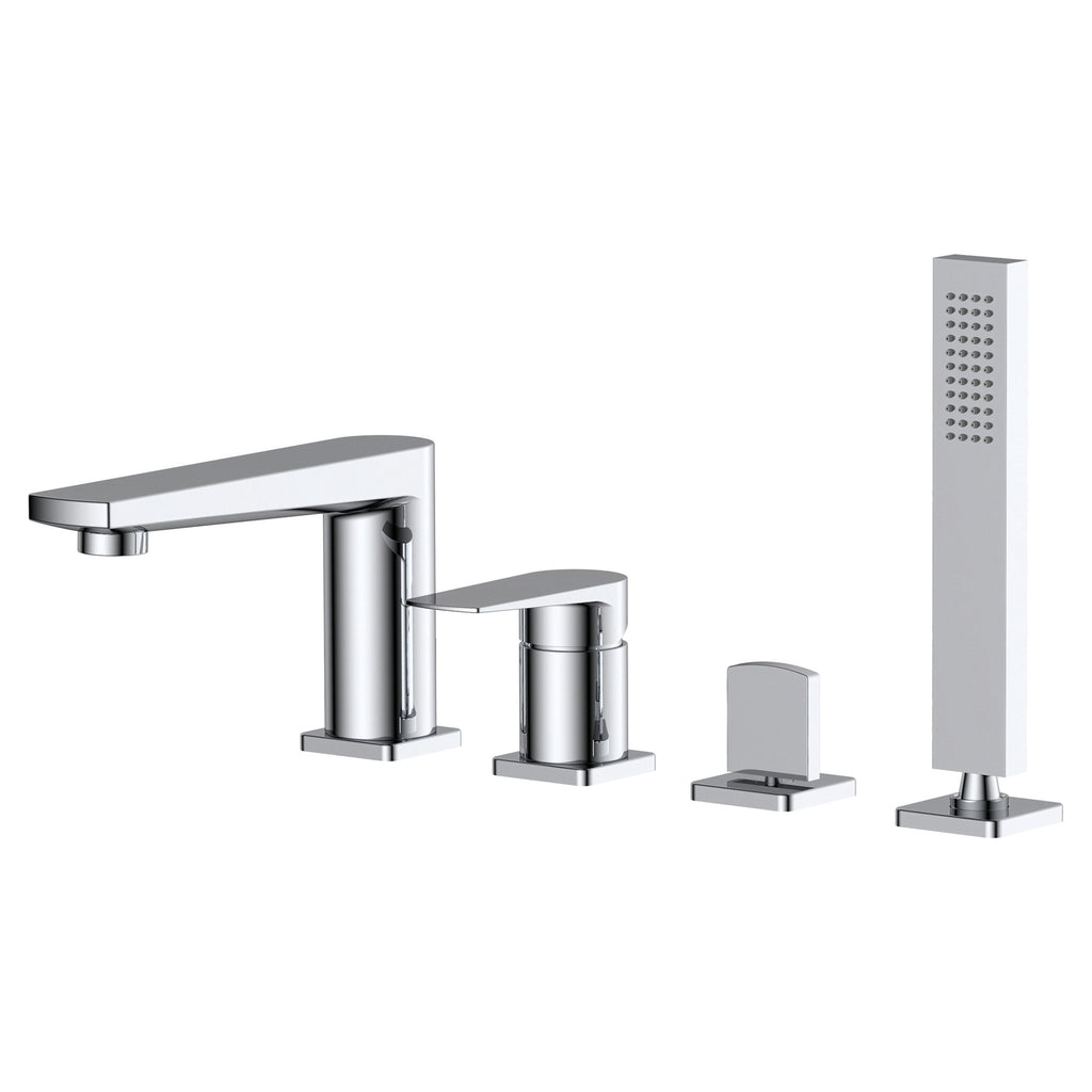 RAK Blade 4-Hole Deck Mounted Bath Shower Mixer Tap with Handset - Polished Chrome