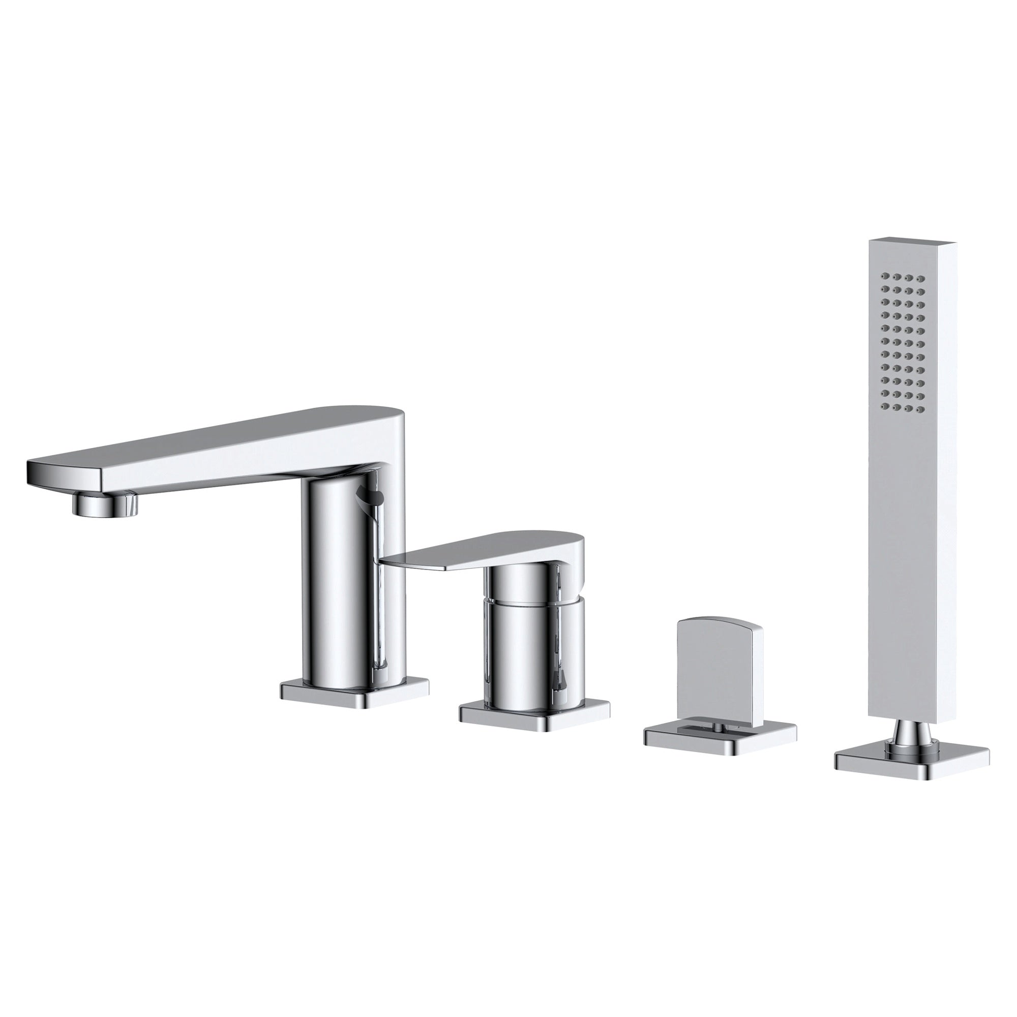 RAK Blade 4-Hole Deck Mounted Bath Shower Mixer Tap with Handset - Polished Chrome