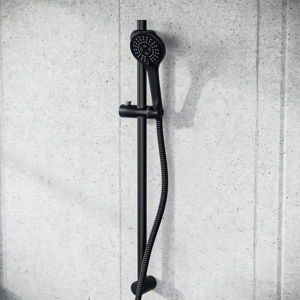 Basin & Bath Shower Mixer Tap & Shower Slide Rail Kit Matt Black Bathroom Taps-13134