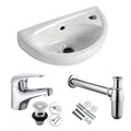Compact Wall Hung Bathroom Cloakroom Basin Sink Adjustable Bottle Trap Tap Waste-0