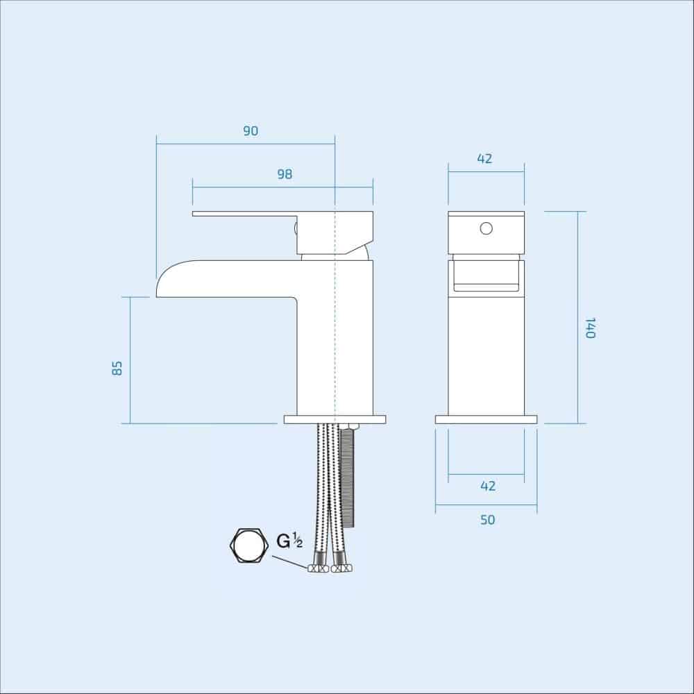 Square Waterfall Chrome Bath Shower Mixer & Basin Sink Mono Tap Inc Waste-7666