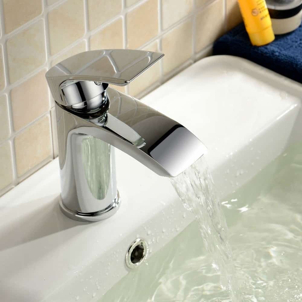 Square Waterfall Chrome Bath Filler Mixer & Basin Sink Mono Tap Inc Waste-12138