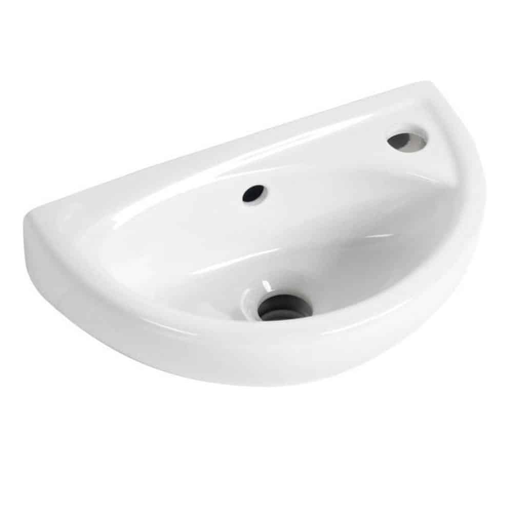 Compact Bathroom Basin Wall Hung Incl Black Mixer Tap Waste & Trap-14284