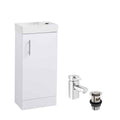 Bathroom Vanity Unit Cabinet White Plus HERO Mixer Basin Sink Tap and Clicker Waste 400mm x 220mm CHI003&HERO-0