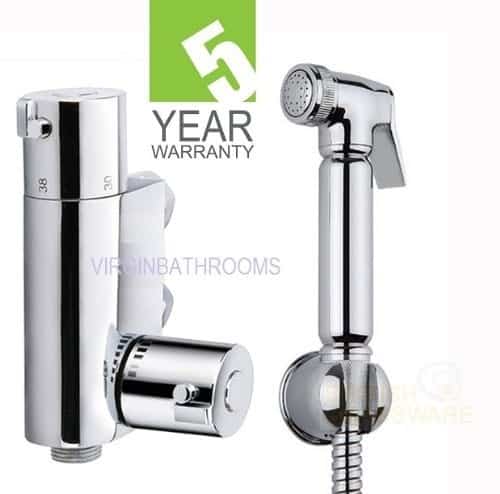 BIDET DOUCHE SHATTAF SPRAY KIT & THERMOSTATIC VALVE TAP BATHROOM BRASS-12218
