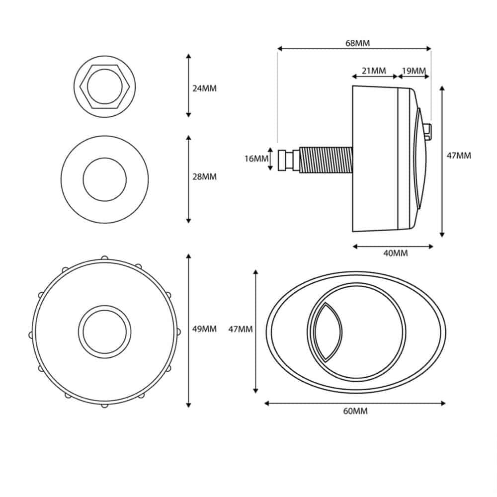 Dual Flush Concealed Cistern Button BLACK-13023