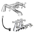 Sterling Traditional Bath Filler Mixer & Basin Tap Pack Hot & Cold Pair Inc. Bath Waste - Chrome-0