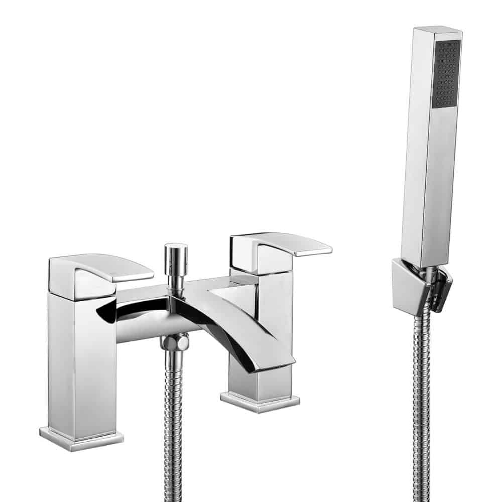 Square Waterfall Chrome Bath Shower Mixer & Basin Sink Mono Tap Inc Waste-7564