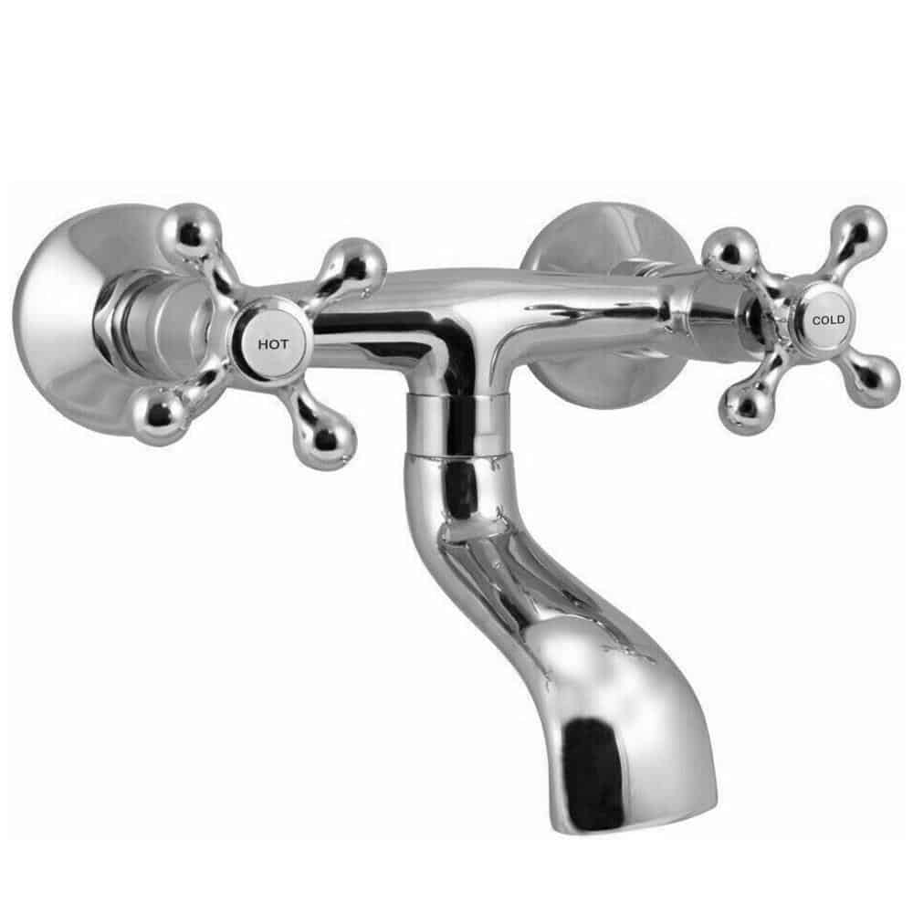 Traditional Wall Mounted Bath Filler Mixer Tap Hot Cold Classic Ceramic Cartridge-0