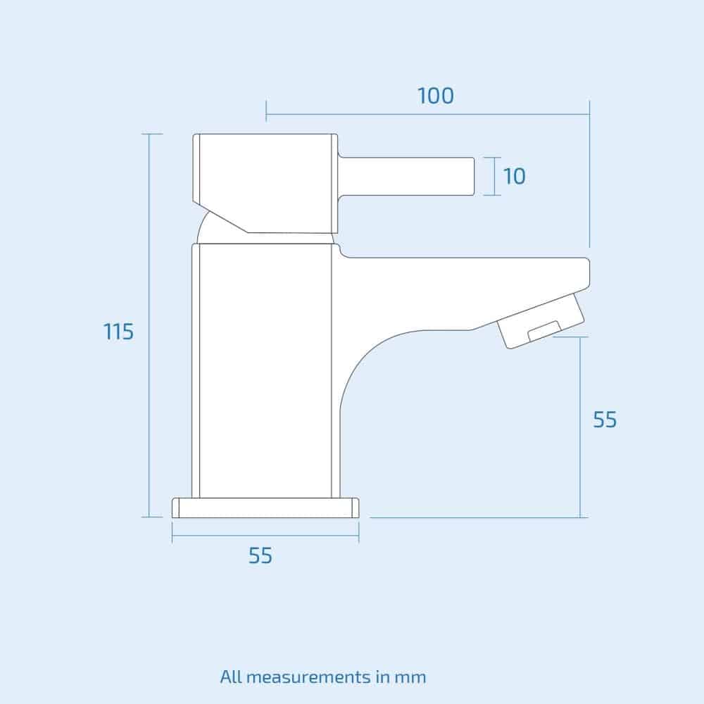 Square Modern Chrome Bathroom Bath Shower Mixer & Basin Sink Mono Tap-11037