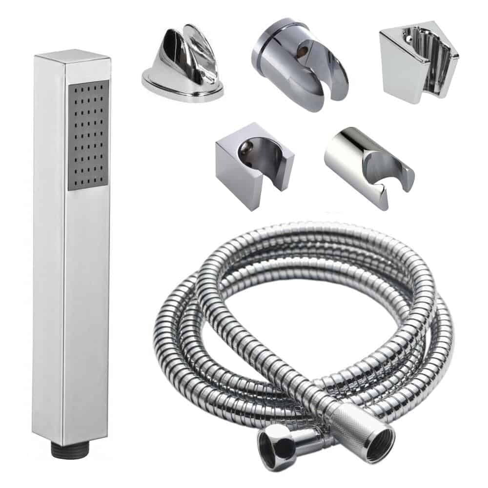 Chrome Square Pencil Head Handset & Bracket-0