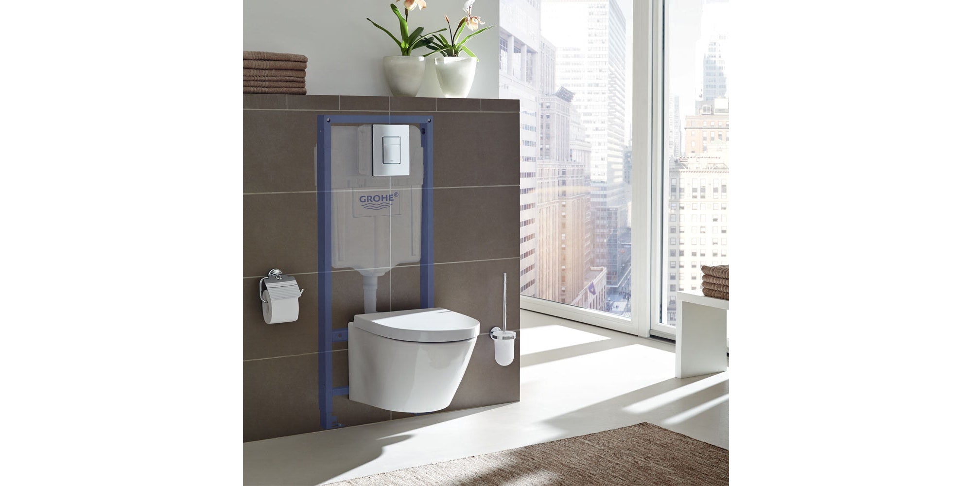 GROHE Rapid SL 3-IN-1 Wall Hung Concealed Toilet Cistern Frame 1.13m Height Including Flush Plate