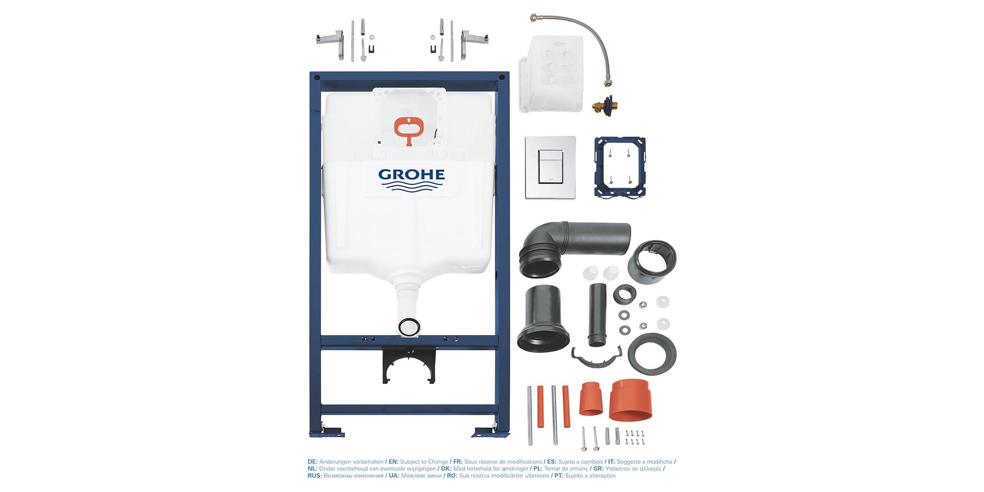 GROHE Rapid SL 3-IN-1 Wall Hung Concealed Toilet Cistern Frame 1.13m Height Including Flush Plate