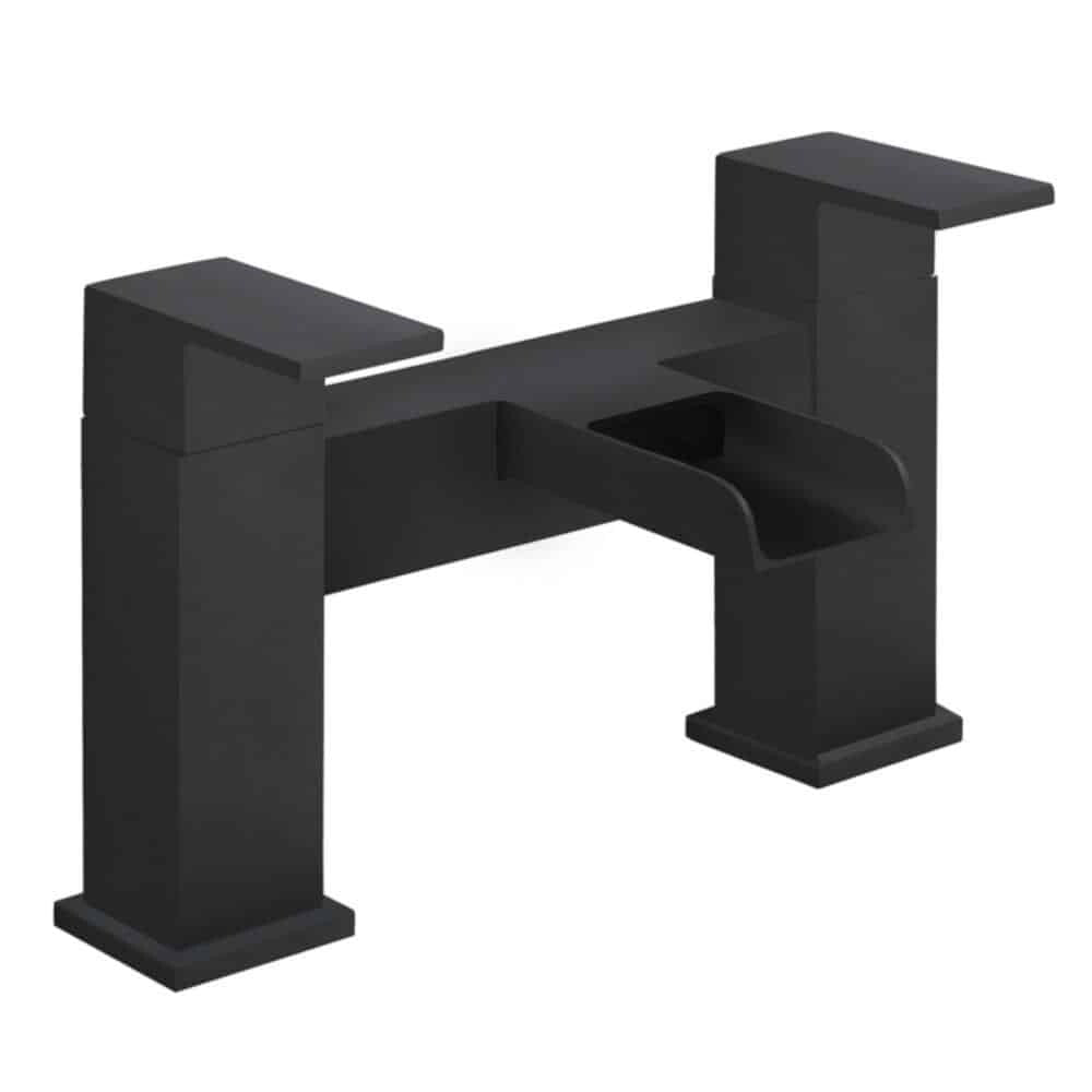 Matt Black Waterfall Bath Filler Tap & Basin Mixer Tap Square-12777
