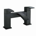 Matt Black Waterfall (LUCIA) Bath Filler Mixer Tap Twin Lever Handles Deck Mounted-0